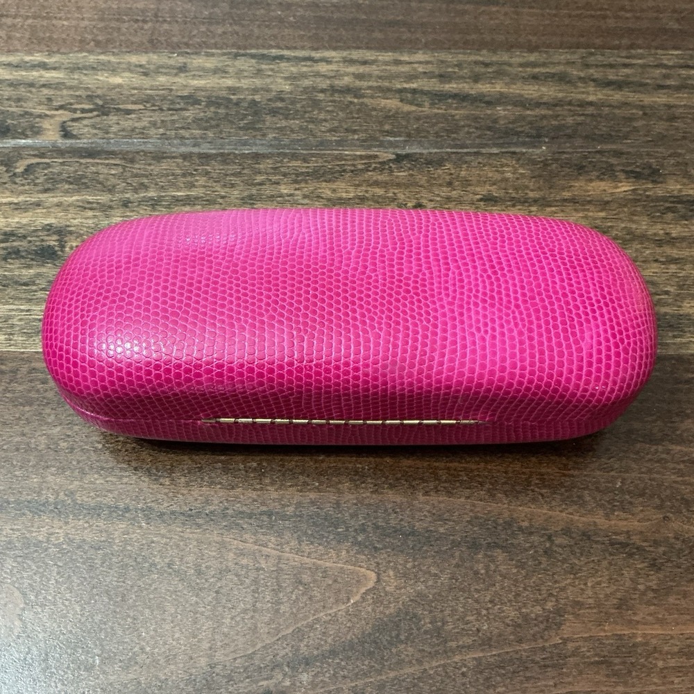 Genuine LILLY PULITZER Hot Pink Eyeglasses Case Snakeskin Texture Blue Lining - Picture 3 of 3
